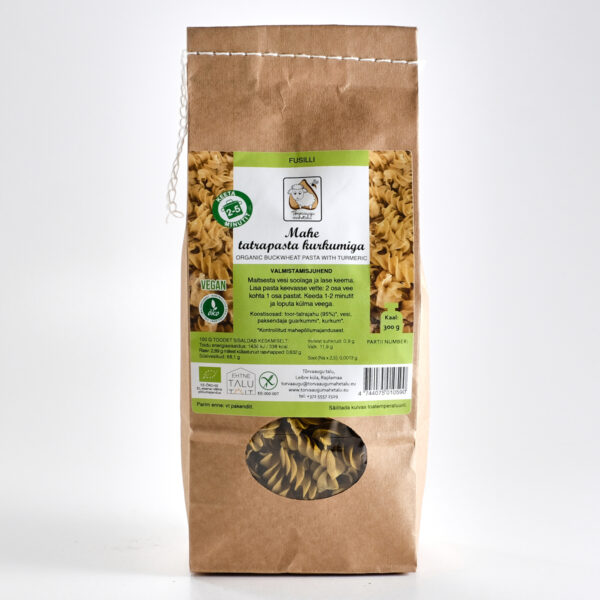 Tatrapasta Fusilli kurkumiga 300g Tõrvaaugu talu